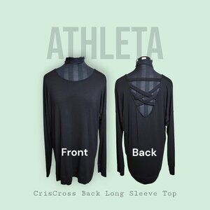 Athleta Black Crisscross Back Long Sleeve Top | Modal Blend